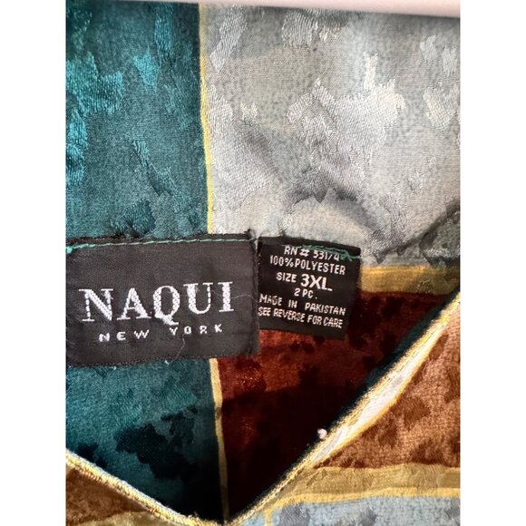 Naqui New York Womens 3XL Floral Patchwork Caftan Top V-Neck Elegant Boho Style - Picture 4 of 7